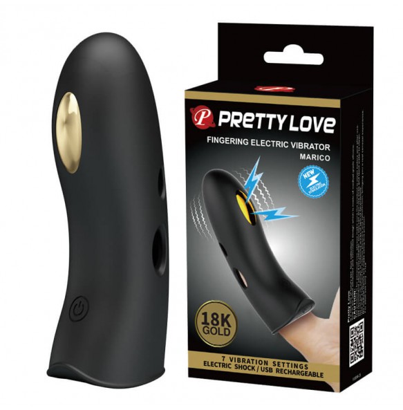 PRETTY LOVE - MARICO Electric Shock Finger Vibrator (Chargeable - Black)